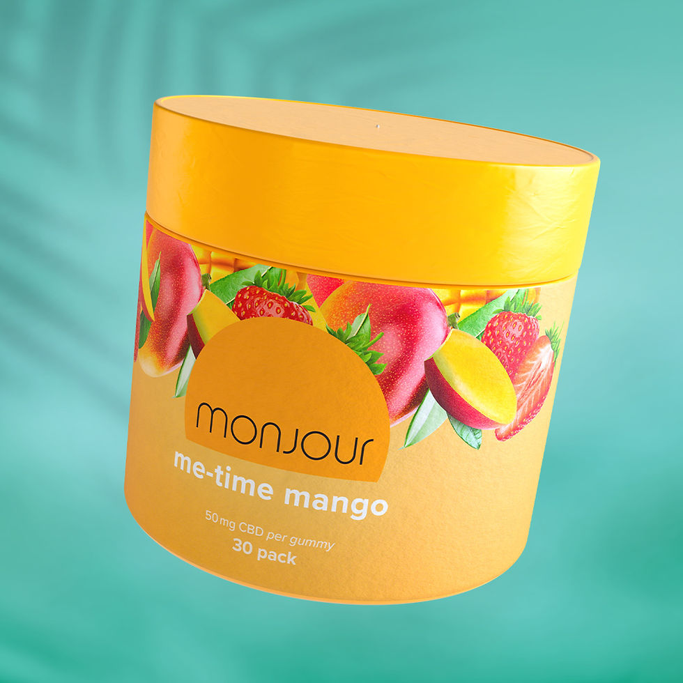 A yellow jar of Monjour Me-Time Mango.