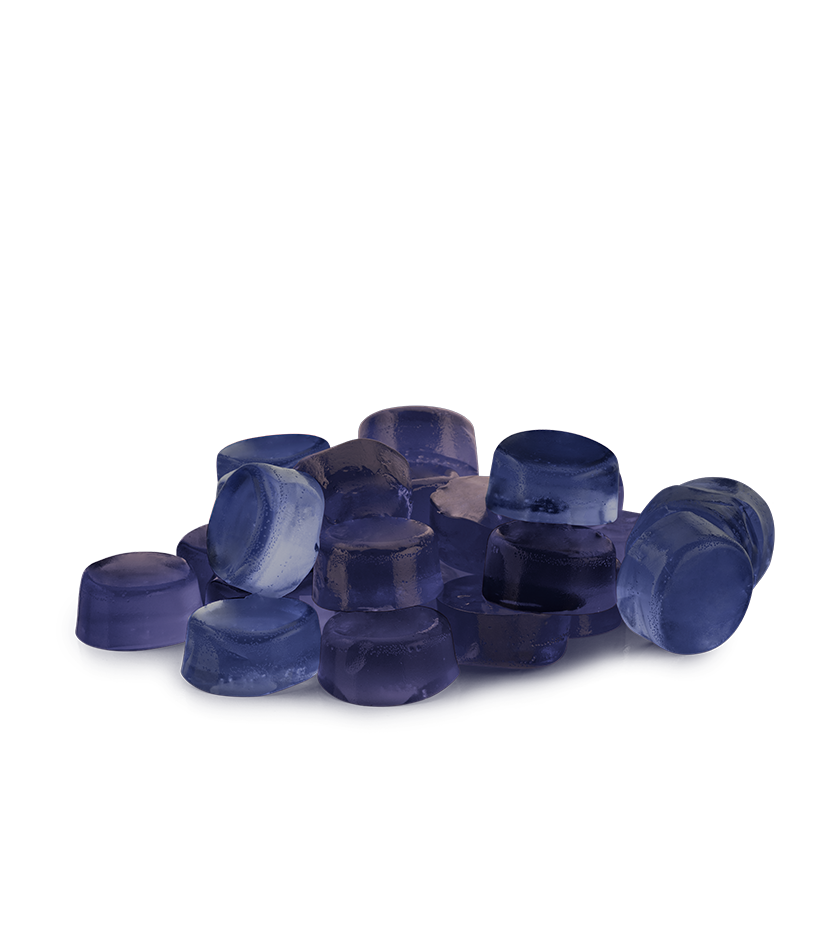 A pile of dark purple gummies.